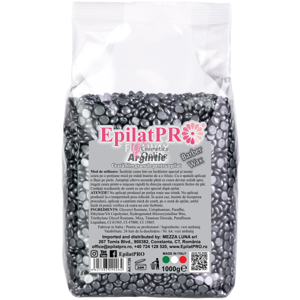 Ceara epilat traditionala elastica film argintie, pentru barbati, Epilat Pro, 1 kg, art 1726