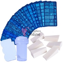 Kit cu matrite de unghii KSM06 cu Stampila si 6 Bureti
