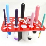 Suport pentru pensule de make-up 26 lacasuri Rosu cu Alb