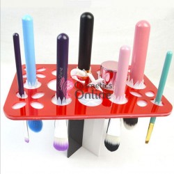 Suport pentru pensule de make-up 26 lacasuri Rosu cu Alb