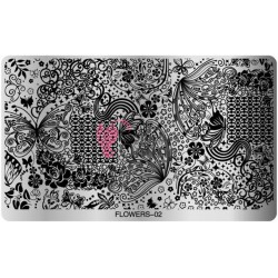 Matrita de Unghii din metal dreptunghiulara 16,2x10,2cm XL Flowers 02