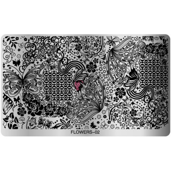 Matrita de Unghii din metal dreptunghiulara 16,2x10,2cm XL Flowers 02