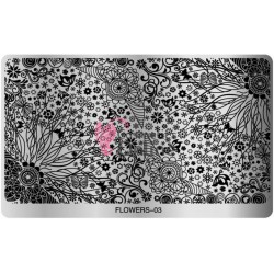 Matrita de Unghii din metal dreptunghiulara 16,2x10,2cm XL Flowers 03