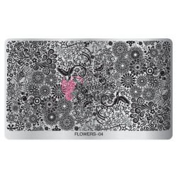 Matrita de Unghii din metal dreptunghiulara 16,2x10,2cm XL Flowers 04