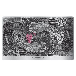 Matrita de Unghii din metal dreptunghiulara 16,2x10,2cm XL Flowers 05