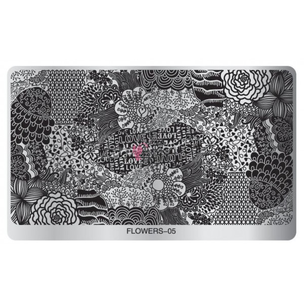 Matrita de Unghii din metal dreptunghiulara 16,2x10,2cm XL Flowers 05