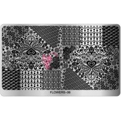 Matrita de Unghii din metal dreptunghiulara 16,2x10,2cm XL Flowers 06