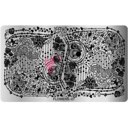 Matrita de Unghii din metal dreptunghiulara 16,2x10,2cm XL Flowers 07