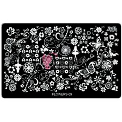 Matrita de Unghii din metal dreptunghiulara 16,2x10,2cm XL Flowers 09