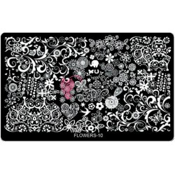 Matrita de Unghii din metal dreptunghiulara 16,2x10,2cm XL Flowers 10