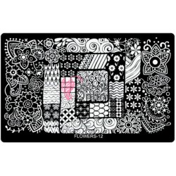 Matrita de Unghii din metal dreptunghiulara 16,2x10,2cm XL Flowers 12