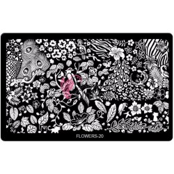 Matrita de Unghii din metal dreptunghiulara 16,2x10,2cm XL Flowers 20