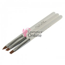 Pensule de unghii set de  3 bucati pentru acril si gel uv cu maner din sticla Cod PNS02